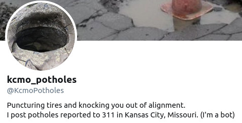 Pothole Bot Twitter Profile